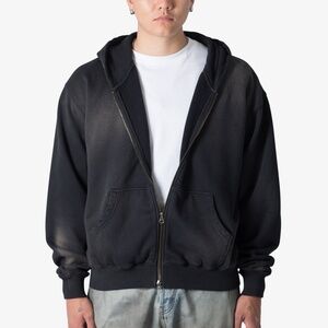 mnml Faded Basic Zip Up Hoodie - Washed Black Size SWashed Black / S